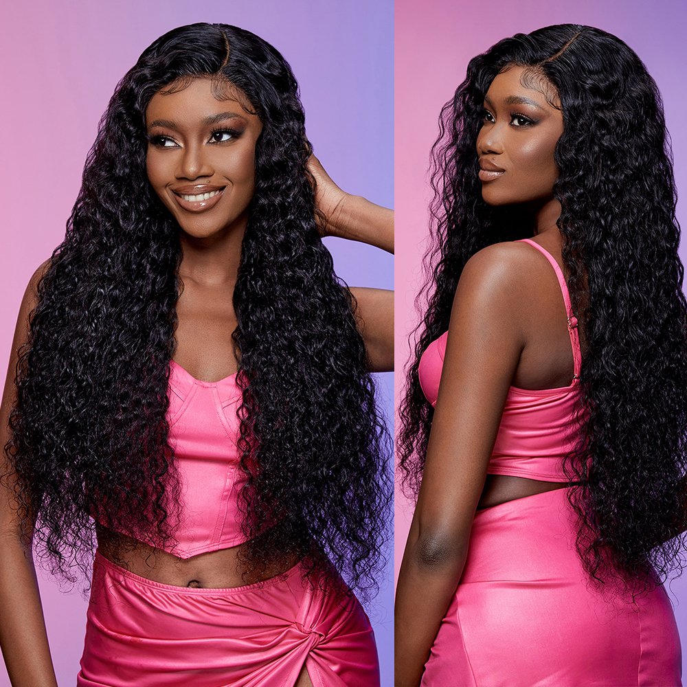 human hair water wave lace front wig