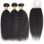 three human hair kinky straight bundles