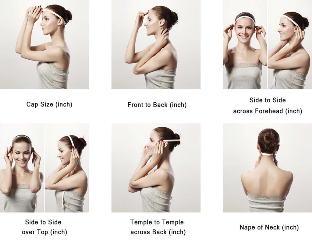 A-model-show-the-way-to-measure-your-head