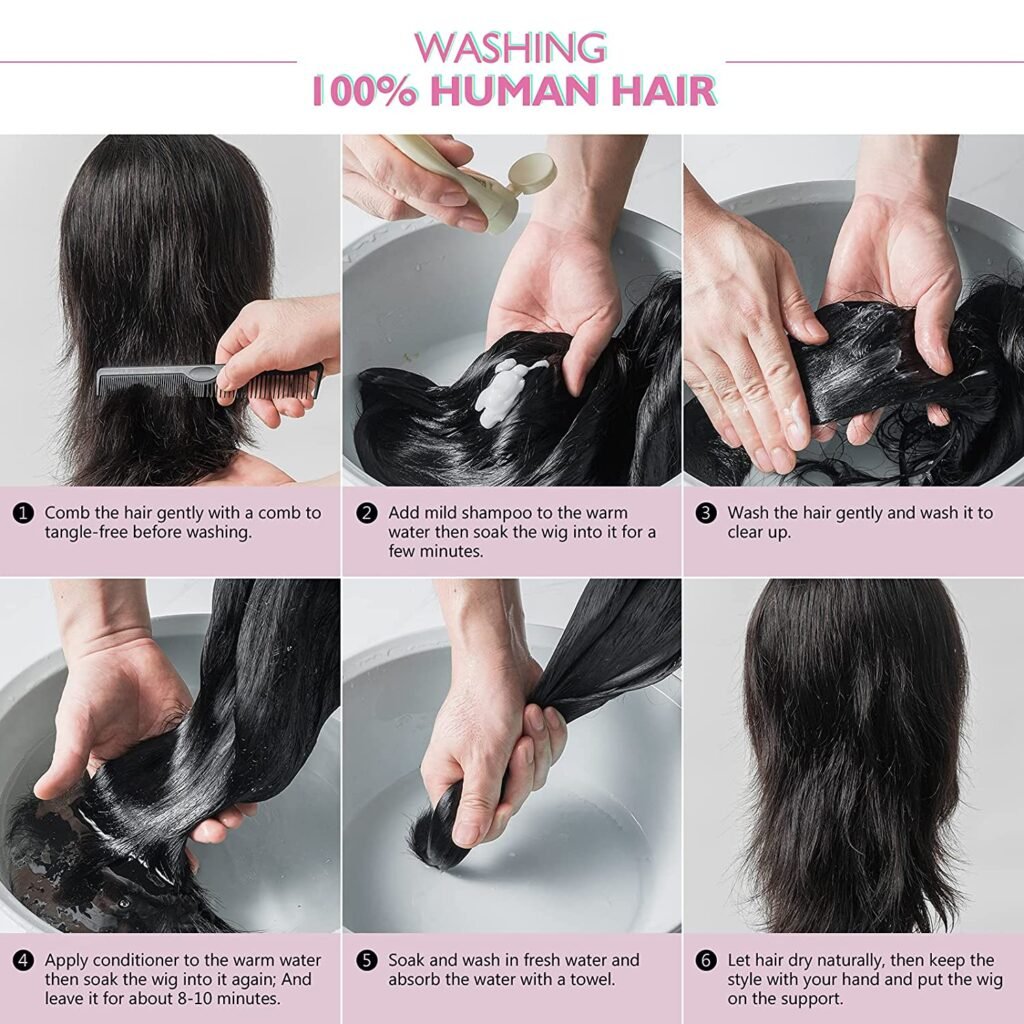 wash a human hair wig