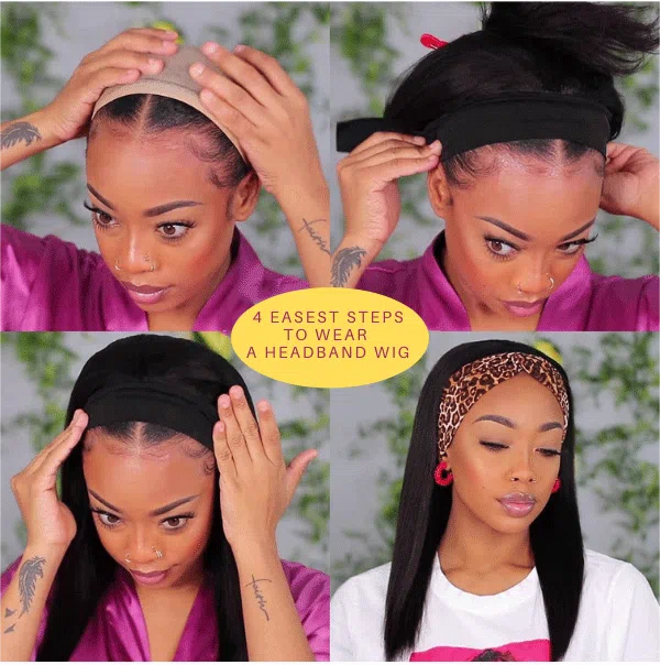 4 steps to wear headband wig