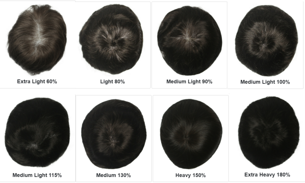 man's toupee in different density
